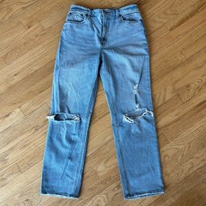 Abercrombie & Fitch Ankle Straight High Rise Distressed Jeans